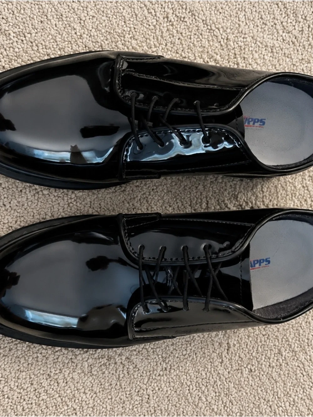 Corfam Military Dress Shoes High Gloss Black Uniform Oxfords